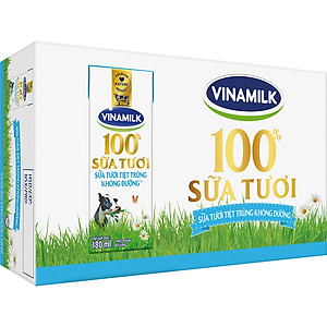 Thùng 48 Hộp Sữa Tươi Tiệt Trùng Vinamilk 100% Không Đường (180ml / Hộp)