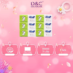 Combo 6 Giấy ăn Slisoft Trắng 3 lớp x 100 tờ đa năng, khăn giấy rút không chất tẩy trắng an toàn cho cả gia đình