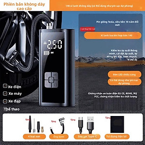 Máy Bơm Lốp Xe Điện 150PSI MH LED Thông Minh Pin Sạc Nhỏ Gọn Mạnh Mẽ Tự Động Ngắt Khi Đủ Hơi
