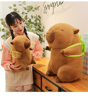Gấu Bông Chuột Capybara Đeo Túi Rùa - Capybara Đáng Yêu Quà Tặng Bạn Gái Đồ Chơi Nhồi Bông Cao Cấp
