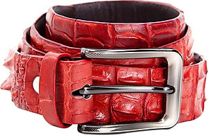 Thắt Lưng Nam Da Cá Sấu Nguyên Con Đầu Kim Huy Hoàng HT4739 - Nâu Đỏ