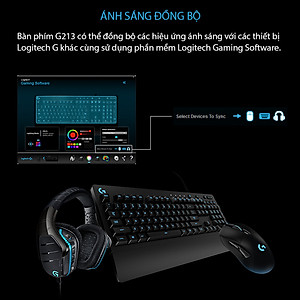 Bàn phím game có dây Logitech G213 Prodigy RGB Lightsync - Hàng chính hãng