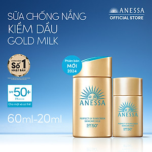 Bộ đôi Kem chống nắng dạng sữa dưỡng da kiềm dầu bảo vệ hoàn hảo (Anessa Gold Milk 60ml + Gold Milk 20ml)