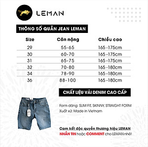 Quần Short Jean nam Leman xanh trơn JL07 - Slim straight Form