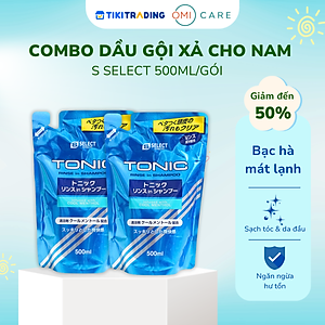 Combo 2 Dầu gội, xả bạc hà mát lạnh dành cho nam s select (gói refill) 500ml/gói