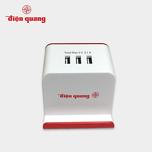 Ổ cắm Điện Quang ĐQ ESK 2WR 23-3U (2 lỗ 3 chấu, 3 USB, dây dài 2m, màu trắng đỏ)