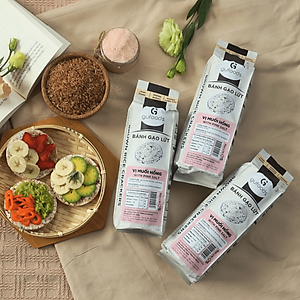 Bánh gạo lứt GUfoods vị Muối hồng -  Không chiên dầu, Không đường, Lành mạnh, Phù hợp Eat clean, Ăn vặt healthy, Thực dưỡng, Tập gym, Thuần chay