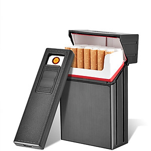 Vỏ Hột Quẹt Bật Lửa Sạc Điện USB Kiêm Hộp Đựng 20 Điếu Focus YH035A Nhỏ Gọn Đẹp Độc Lạ