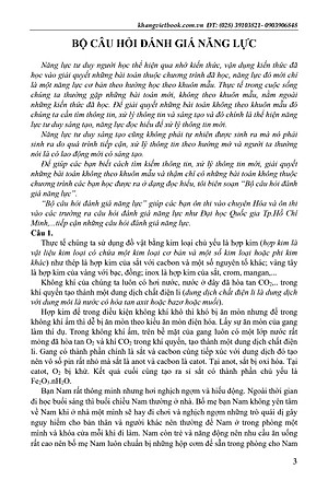 TUYỂN TẬP CÂU HỎI ĐÁNH GIÁ NĂNG LỰC MÔN HÓA