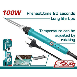 Mỏ hàn chì điều chỉnh nhiệt độ TOTAL 60W (TET160831), 100W (TET1100831) - đầu thẳng, thời gian làm nóng nhanh, nhiệt độ từ 200 độ C đến 500 độ C