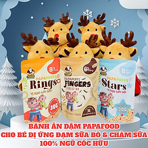 COMBO 9 VỊ BÁNH ĂN DẶM PAPAFOOD PAPAPUFFS - 100% Ngũ Cốc Hữu Cơ - CHO BÉ DỊ ỨNG ĐẠM SỮA BÒ & CHÀM SỮA - Gói 30G