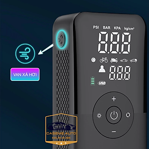 Bơm Lốp Ô Tô - Xe Máy Mini Không Dây CARSUN C3106, Pin Sạc 4000mAh, Áp Suất 150PSI, Có Đèn LED Chiếu Sáng, Đèn Cảnh Báo, Kiêm Sạc Dự Phòng Cao Cấp