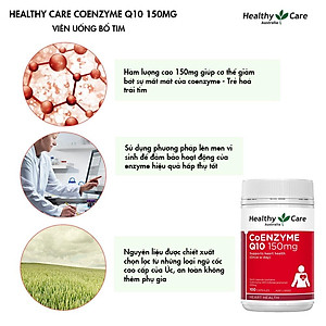 Bổ tim Úc Healthy Care CoEnzyme Q10 150mg giúp duy trì sức khỏe tim mạch, nâng cao sức khỏe chung - OZ Slim Store