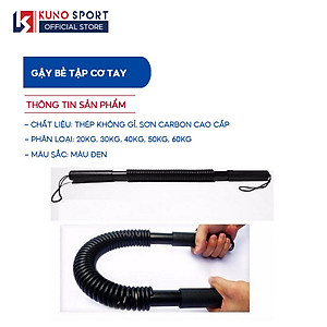 Gậy Tập Cơ Tay Lò Xo Kháng Lực KUNO SPORT, Thanh Lò Xo Power Lực Từ 20KG Đến 60KG