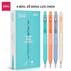 Bút Bi Nước Mực Gel Màu Đen Cao Cấp Ngòi 0.5mm Deli - Kẹp Bút Điều Chỉnh Kích Thước - 4 Màu Sắc Thời Trang BST Văn Phòng Phẩm Cao Cấp Nusign - NS568