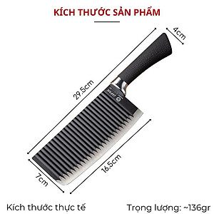 Dao Nhật K03 - đen mũi vuông ,dao bếp thiết kế gợn sóng ,giảm mút dính lưỡi dao thép không rỉ , sắc bén ,cán dao bọc cao su êm ái , chắc chắn chống trơn trượt