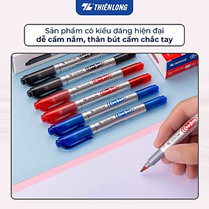Combo 5/10/20 Bút lông dầu 2 đầu bút Thiên Long PM-04 bám dính tốt trên các vật liệu: Giấy, gỗ,nhựa, thủy tinh, gốm, sứ