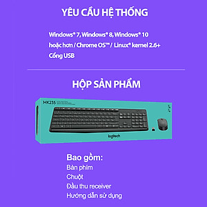 Bộ Bàn Phím Và Chuột Không Dây Logitech MK235 - Hàng chính hãng