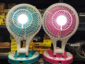 Quạt sạc tích điện mini có đèn 2in1