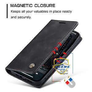 Bao da bò thật dạng ví dành cho iPhone 14 Pro Max Caseme - Hàng Nhập Khẩu