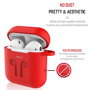 Bao case silicon cho Apple Airpods 1 / 2 hiệu Rock Carying Case (Đính kèm dây nối chống mất) - Hàng nhập khẩu