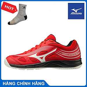 Giày cầu lông Mizuno Cyclone speed 3 V1GA218 màu đỏ và màu trắng chính hãng, êm chân, hỗ trợ vận động tốt - Tặng tất thể thao Bendu