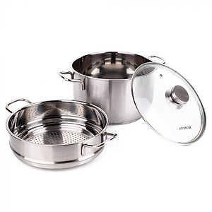 Bộ Nồi Xửng 3 Đáy Nắp Kính Fivestar ST-3DG - Hàng Chính Hãng