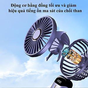 Quạt mini cầm tay REKKY gập gọn phù hợp mang đi du lịch, có đèn led hiển thị chế độ và dung lượng pin- Hàng Chính Hãng