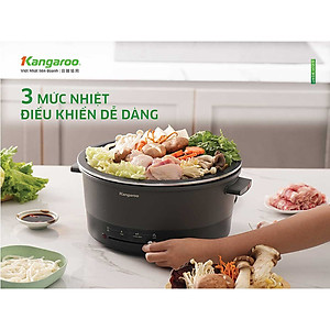 Lẩu điện Kangaroo KG45EH1, dung tích 4.5L, công suất 1300W, cấu trúc đĩa truyền nhiệt giúp truyền nhiệt nhanh và đều - Hàng chính hãng