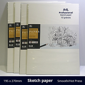 Giấy vẽ chuyên dụng A4L cao cấp, giấy vẽ nhập từ Ý có vân nhẹ màu trắng tự nhiên, giấy vẽ đẹp được cả 2 mặt, giấy dày 250gsm A4L 10 tờ (A4 Thickening Art Special Sketch) Green Art - Hàng chính hãng