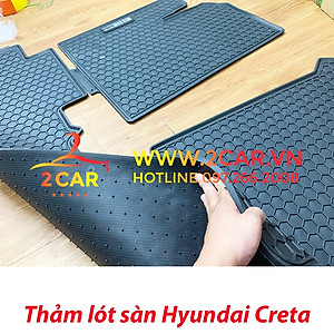 Thảm sàn, Thảm lót sàn xe Hyundai CRETA 2022 2023 cao su đúc, vân tổ ong, không mùi, MẪU NISSIN