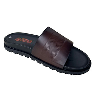 Dép da nam quai ngang thời trang da bò thật màu nâu chính hãng Trường Hải QN157