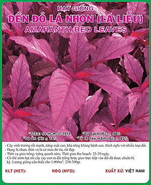 Hạt giống rau dền đỏ lá nhọn cao sản gói 20g