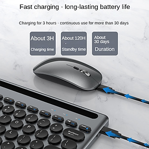 Bộ Bàn phím chuột không dây W609 có khe để điện thoại , máy tính bảng - kết nối bluetooth 5.0 + Usb 2.4g Pin sạc TypeC hàng nhập khẩu