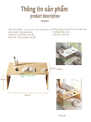 Bàn Trà Đa Năng Có Thể Làm Bàn Học Bàn Trang Điểm Đa Năng Phong Cách Hiện Đại - GP147B