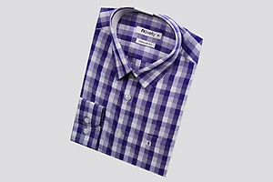 Áo Sơ Mi nam sọc caro tím trắng dài tay NSMMCLMTCR212807D