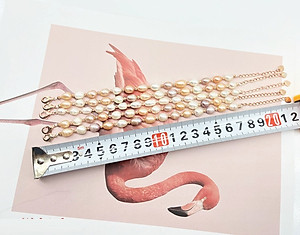 Combo Vòng đeo tay Ngọc Trai nuôi cấy tự nhiên, Mixed màu, hạt bầu dục, 5-7li, freesize, Kèm Bản PHOTOCOPY Giấy KIỂM ĐỊNH, hộp đựng lót Nhung gấm