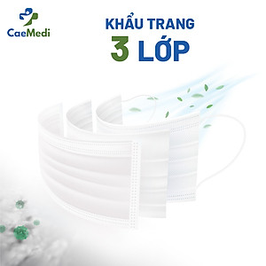 COMBO 5 HỘP Khẩu trang y tế CAEMEDI 3 lớp TRẮNG Cao cấp, kháng khuẩn, lọc bụi bẩn đạt chuẩn BFE, FDA xuất khẩu Hoa Kỳ - Hộp 50 cái