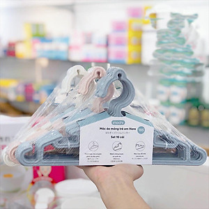 Set 10 chiếc móc áo mỏng trẻ em Hara 185 hàng cao cấp - giao màu ngẫu nhiên