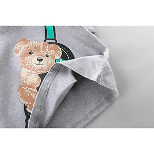 Bộ bé trai hình gấu phong cách Hàn Quốc gồm áo và quần denim - Set quần áo bé trai dễ thương từ 9-18kg (SS-2694B)