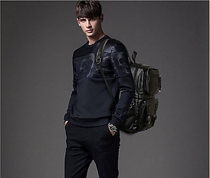 Ba lô da bò nam công suất lớn phong cách châu âu