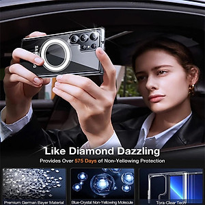 ốp lưng magnetic cho Samsung Galaxy S22 Ultra / S22 Plus / S22 5G hiệu HOTCASE Ultra Crystal Clear - thiết kế trong suốt, chống sốc chống va đập - Hàng nhập khẩu