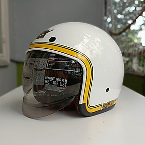 Nón bảo hiểm Royal M139 kính âm V10 trắng line vàng