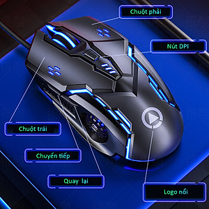 Chuột máy tính gaming SIDOTECH G5S chuyên chơi game Esport đèn Led Rgb / 6 Nút Bấm / DPI 3200 / tuổi thọ 30 triệu lần click cao thiết kế công thái học cho game thủ streamer FPS Moba lướt web thiết kế làm việc văn phòng tương  - Hàng chính hãng