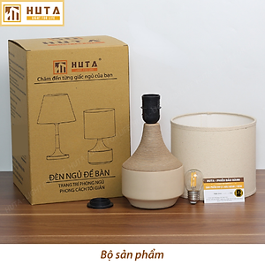 Đèn Ngủ Để Bàn Gốm Sứ Cao Cấp HUTA S14 Vân Màu Gỗ Độc Đáo Sang Trọng, Decor Trang Trí Phòng Ngủ, Khách Sạn, Đọc Sách Đầu Giường, Điều Chỉnh Độ Sáng, Ánh Sáng Vàng