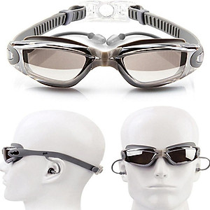 Kính Bơi Người Lớn Nam Nữ Tráng Bạc Cao Cấp - Tặng Kèm Bịt Tai + Hộp Đựng Kính - Hàng Chính Hãng miDoctor - Màu Đen