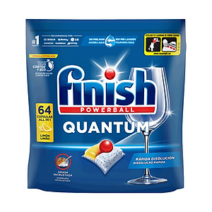 Viên Rửa Chén Bát Finish Powerball Quantum Powerful Clean & Shine 64 viên