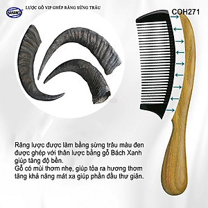 Lược Gỗ Thơm Ghép Răng Sừng Đen Cao Cấp HAHANCO (Đủ Mẫu) Kiểu Dáng Châu Âu- COH271