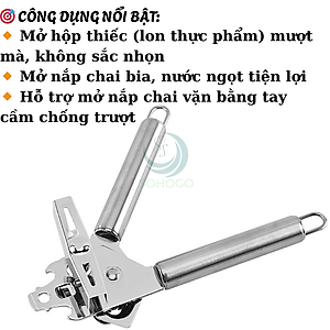 Dụng cụ khui đồ hộp thép không gỉ- Cần kẹp mở hộp đa năng tay cầm đôi