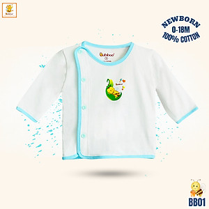 Áo sơ sinh bác sĩ dài tay cúc lệch viền màu cho bé BB01